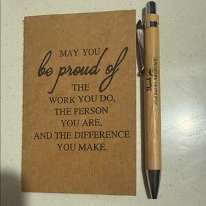 Wooden Pen and Lined Notepad Set